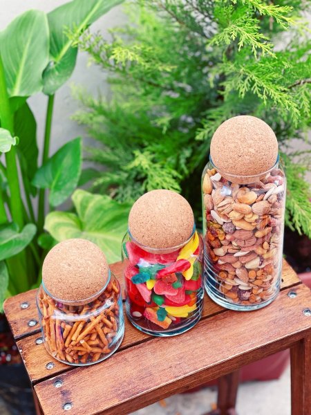 طقم مرطبانات ثلاثي كبير مع غطا كرة