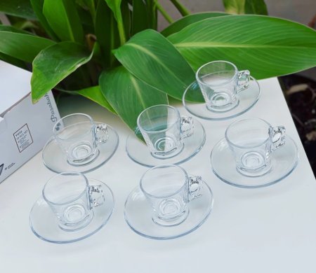 طقم قهوة شفاف اسبرسو مميز